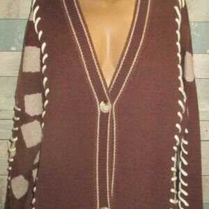 Brown and Cream Cardigan Sweater